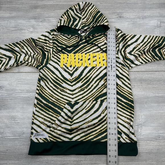 Green Bay Packers Hoodie Adult Sm/Med Green Yellow White Zubas Tiger Stripes - Picture 7 of 9
